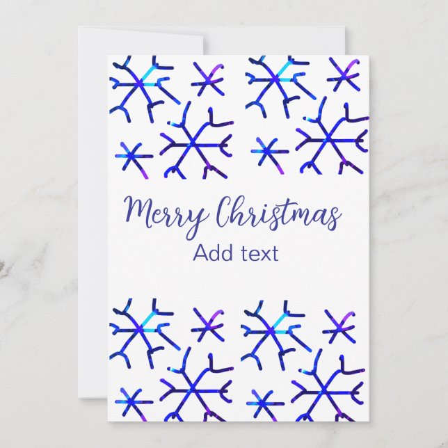 Blue metallic shiny snowflakes Christmas pattern f Invitation (Front)