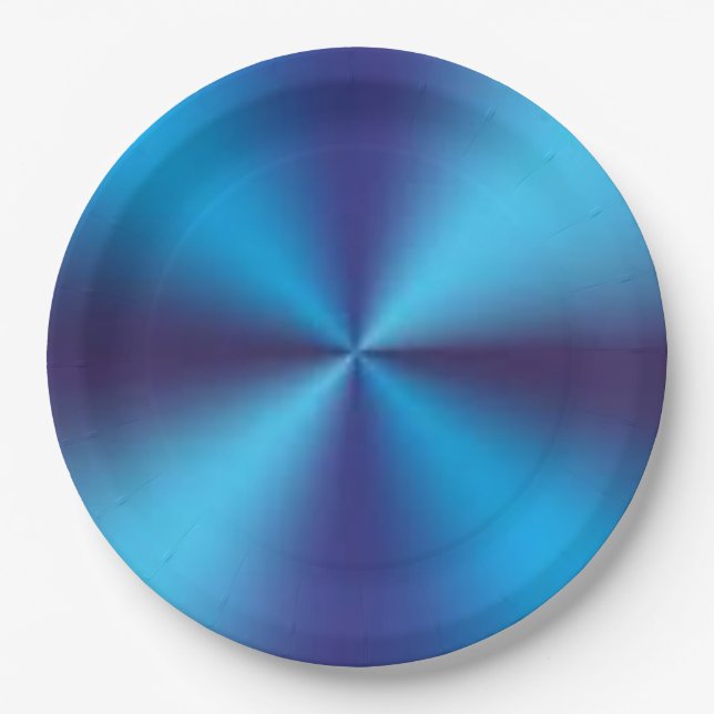 Blue Metallic Texture Design Paper Plate (Front)