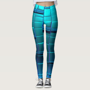 Blue Metallic Tile Leggings