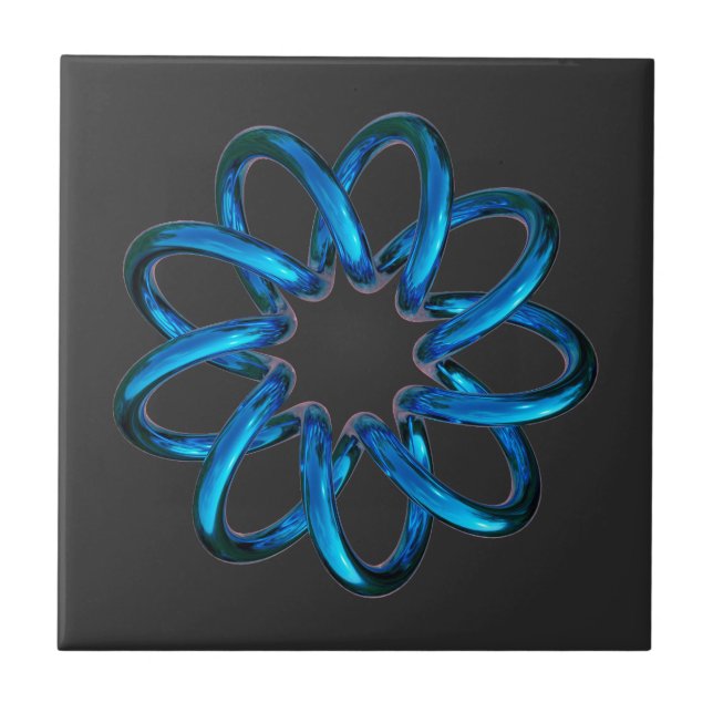 Blue Metallic Torus Knot Ceramic Tile (Front)