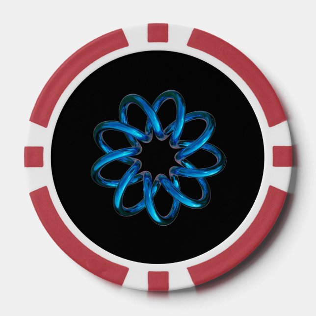 Blue Metallic Torus Knot Poker Chips (Front)