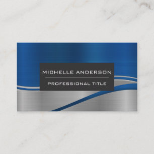 Blue Metallic Wave Background Business Card