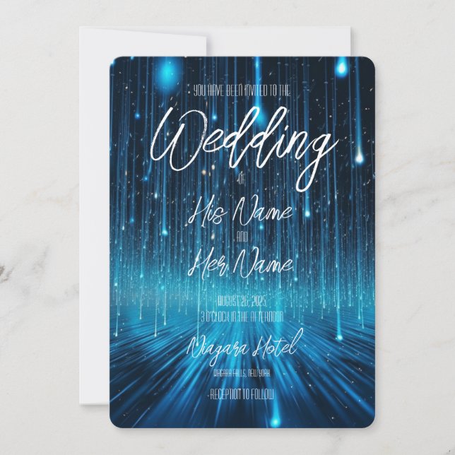 Blue Meteor Shower Landscape Invitation (Front)