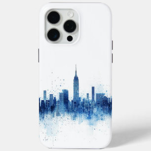 Blue metropolitan architecture panorama iPhone 15 pro max case