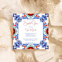 Blue Mexican colourful tiles bridal shower templat