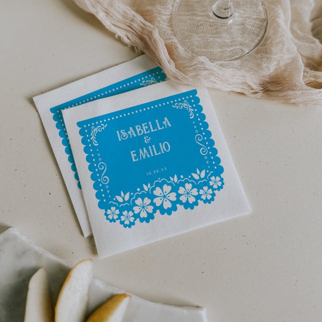 Blue | Mexican Papel Picado Wedding Napkin (Creator Uploaded)