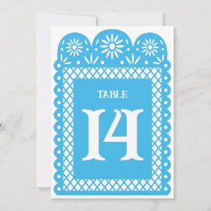 Blue Mexican paper minced table number