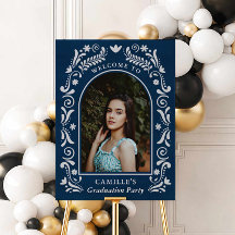 Blue Mexican Photo Graduation Welcome Sign