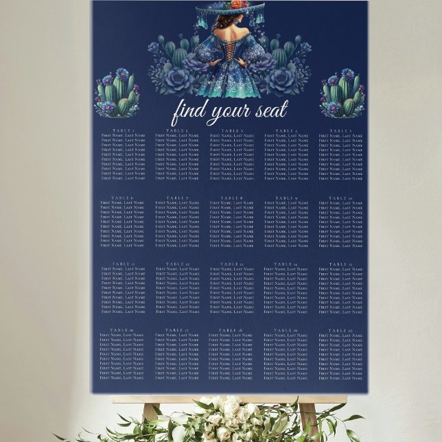 Blue Mexican Style Quinceañera Seating Chart (Creator Uploaded)