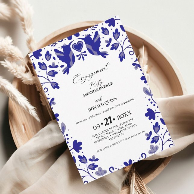 Blue Mexican Talavera  Engagement Party Invitation (Creator Uploaded)