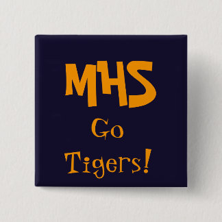 blue, MHS, Go Tigers! 15 Cm Square Badge