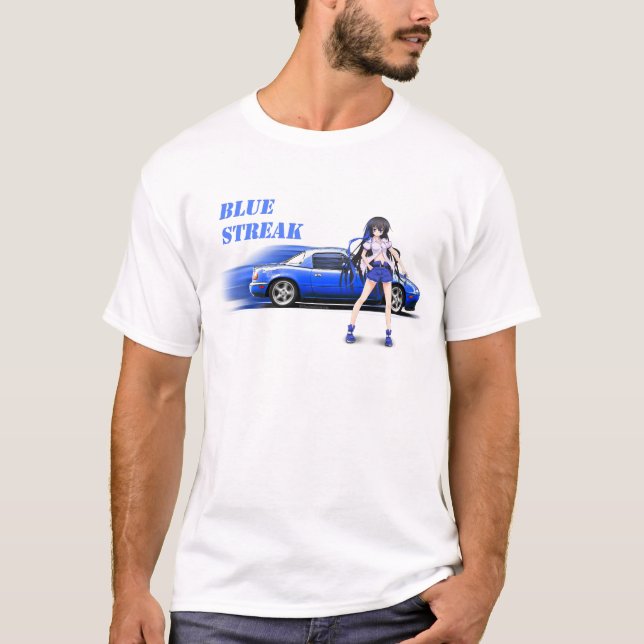 Blue Miata - with anime girl T-Shirt (Front)