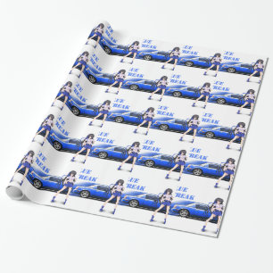 Blue Miata - with anime girl Wrapping Paper