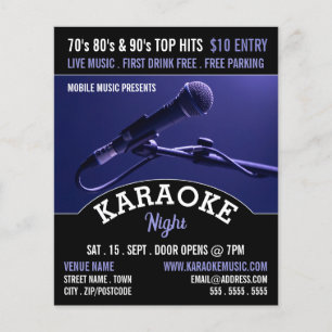 Blue Microphone, Karaoke Event Advertising Flyer