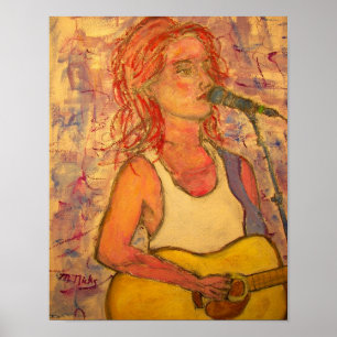 blue microphone songstress art poster