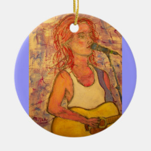 blue microphone songstress ceramic tree decoration