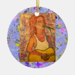 blue microphone songstress drip ceramic ornament