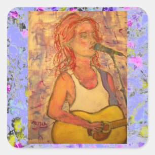 blue microphone songstress drip square sticker