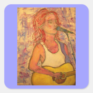 blue microphone songstress square sticker