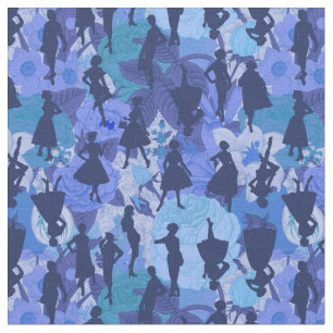 blue mid century 1950s vintage silhouette women fabric