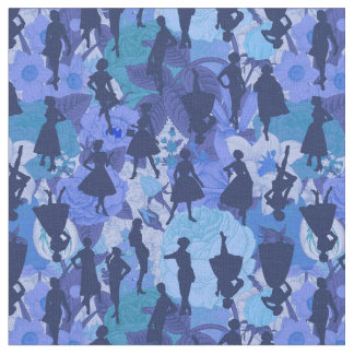 blue mid century 1950s vintage silhouette women  fabric