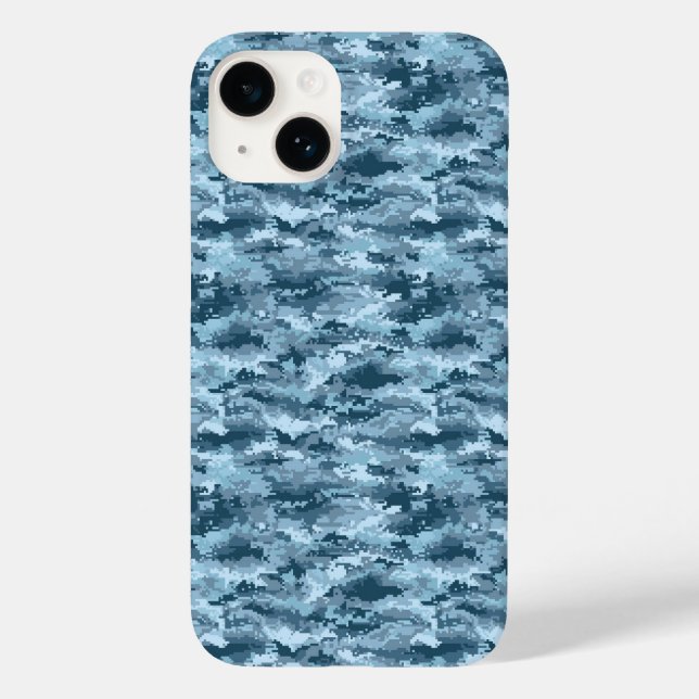 Blue military pixelated camouflage pattern Case-Mate iPhone case (Back)
