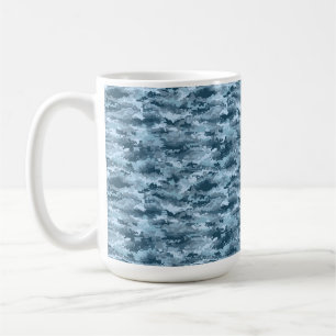 Blue military pixelated camouflage pattern coffee mug