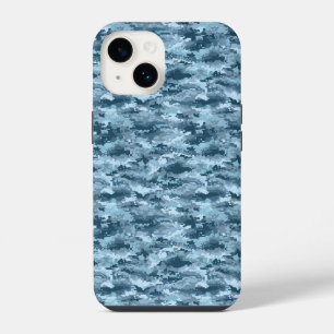Blue military pixelated camouflage pattern iPhone 14 case