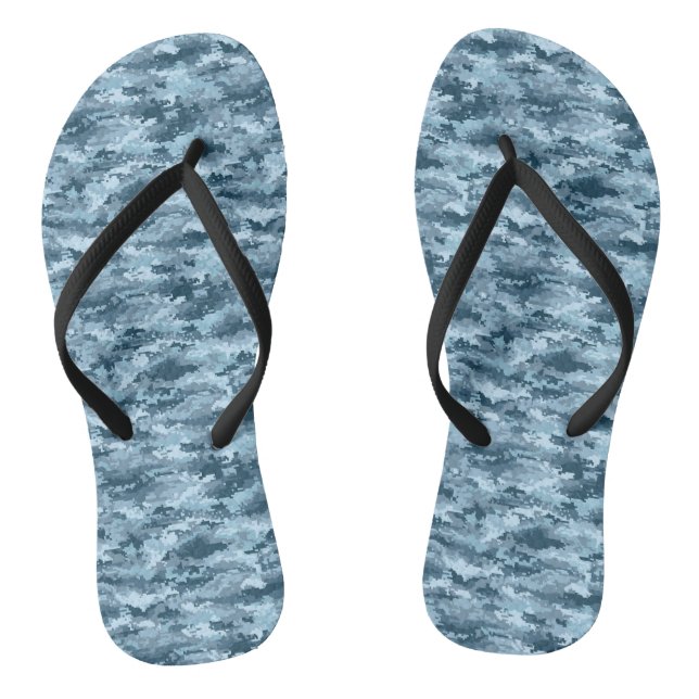 Blue military pixelated camouflage pattern thongs (Footbed)