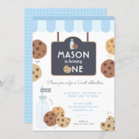 Blue Milk and Cookies First birthday Boys