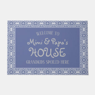 Blue Mimi and Papa's House Grandkids Spoiled Here Doormat