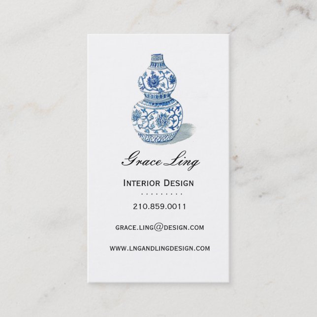 Blue Ming Vase Interior Designer Business Card (Front)