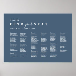 Blue Minimal Alphabetical Wedding Seating Chart