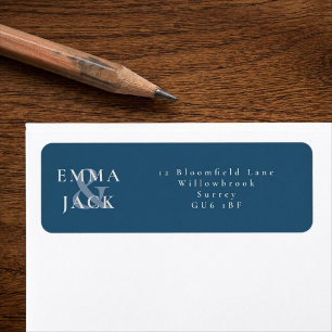 Blue Minimal ampersand names address Return Address Label