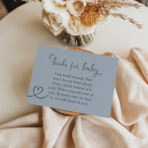 Blue Minimal Elegant Modern Books for Baby Shower Enclosure Card