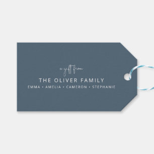 Blue Minimal Personalised A Gift From Family Name  Tags