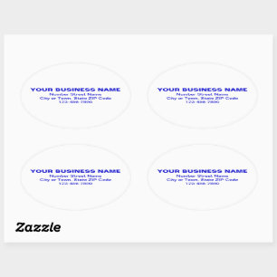 Blue Minimal Plain Texts of Brand on White Oval Sticker