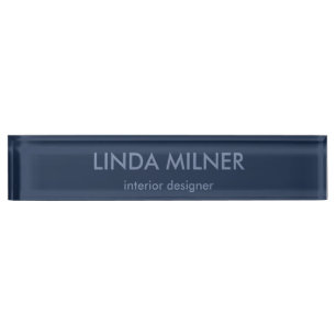 Blue minimal simple business nameplate