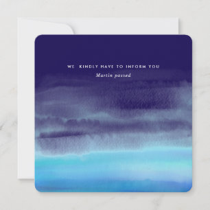 Blue Minimal Watercolor Waves Invitation