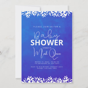 Blue Minimalist Baby Shower Invitation