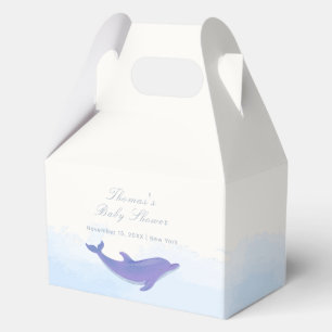 Blue Minimalist Boho Ocean Dolphin Baby Shower Favour Box