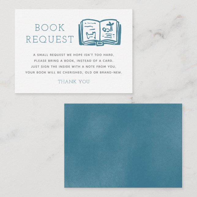 Blue Minimalist Book Request Enclosure Card (Front/Back)