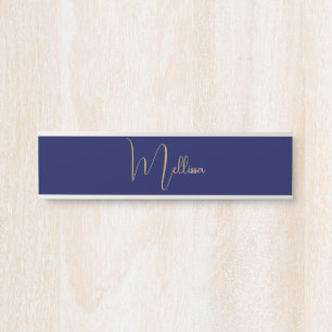 Blue minimalist custom name  door sign