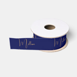 Blue minimalist custom name  grosgrain ribbon