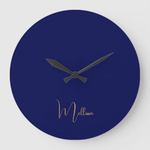 Blue minimalist custom name  large clock