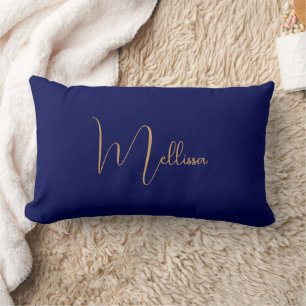 Blue minimalist custom name  lumbar cushion