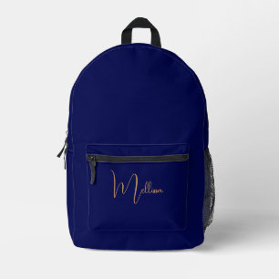 Blue minimalist custom name printed backpack