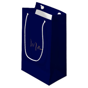 Blue minimalist custom name  small gift bag