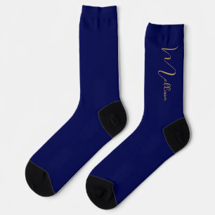 Blue minimalist custom name socks