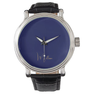 Blue minimalist custom name watch